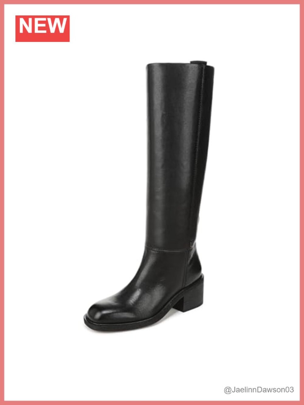 Leather Mid-Calf Boots Side Zip Block Heel Calf High Women Fashion Boot